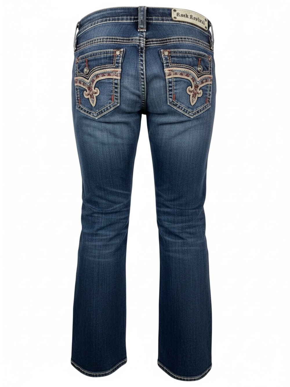 Rock Revival Women's Medium Dark Blue Bootcut Jeans with Contrast Stitching